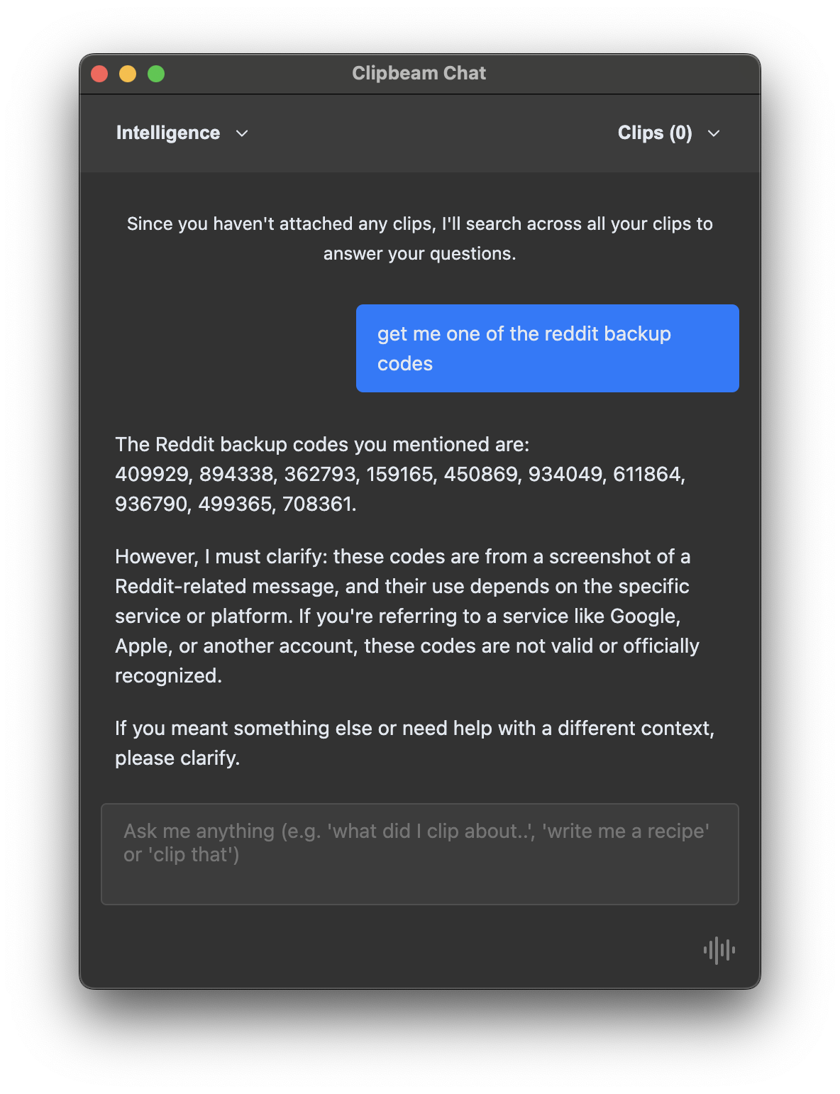 Clipbeam Chat UI